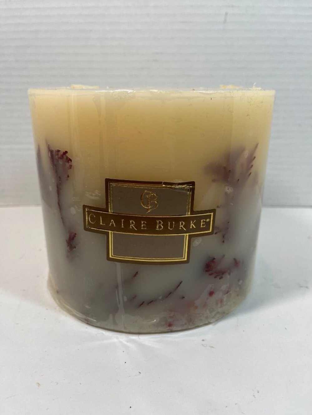 Claire Burke Cinnamon & Spice 3 Wick Scented Botanical Pillar Candle 6"x5" 70-Ho